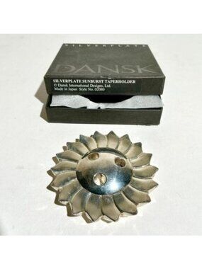Vintage Dansk Silverplate Sunburst Taper Holder Candleholder